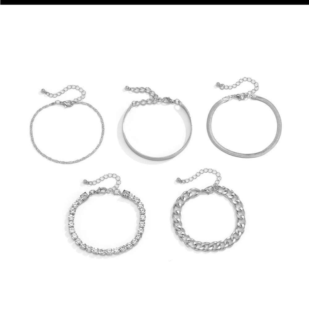 5 NEW CHAIN / CRYSTAL BRACELET SET - Picture 7 of 16